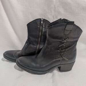 Born Black Cowgirl Leather Ankle Boots